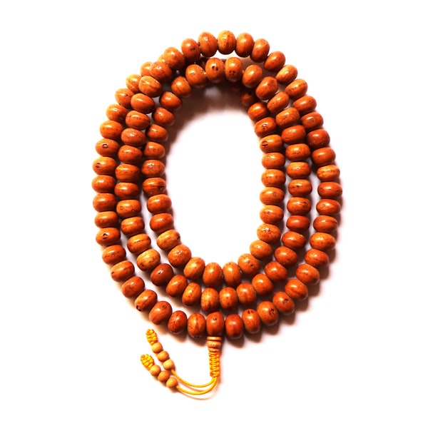 Beste Qualität natürliche Farbe Bodhi Samen Mala, Phoenix Auge Bodhi buddhistische Mala, poliert Bodhi Samen Nepali Mala, 12MM, 108 Perlen, verstellbare Knoten