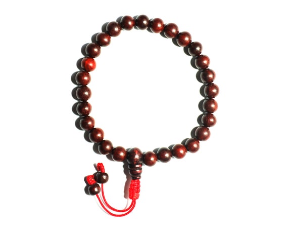 Best Quality Mala, Red Sandal Wood Wrist Mala, 27 Beads, Tibetan Wrist Mala, Buddhist Wrist Mala, Adjustable knot, Handmade Wrist Mala