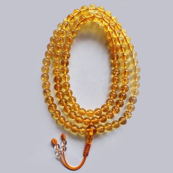 Best Quality, Citrine Stone Mala; 108 Beads, 8.5MM ;