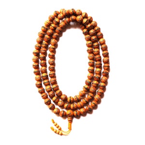Inlaid Coral And Turquoise, Indian Bodhi Seed Mala, Bodhi Seed Buddhist Mala,Tibetan Mala, 3 Eye Bodhi Seed Mala, 12MM, Hand Made In Nepal