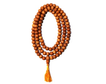 Best Quality, Sandalwood Mala with Silk Tassel, Buddhist Mala, Tibetan Mala, 108 Bead, Sandalwood Meditation Mala Beads, Tibetan Sandalwood