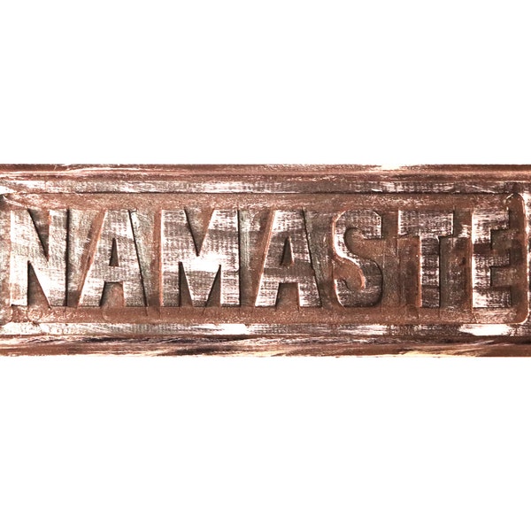 Hand Carved "NAMASTE" Sign in Wood, Nepali Greetings "NAMASTE" Wall Hanging, Namaste Hand Carved In wood, Nepali Handicrafts, Made in Nepal;