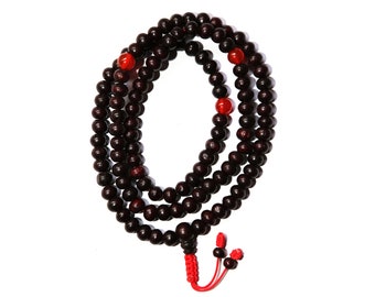 Rose Wood Mala, Designed Mala, Buddhist Mala, Tibetan Mala, 108 Bead, Authentic Rosewood Buddhist Mala, Rosewood Energy Healing Mala