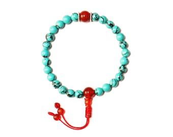 7.5MM Reconstituted Sky Blue Turquoise Wrist Mala, Designed Wrist Mala, 21 Bead 27 Bead, Plus 1 Spacers, Adjustable  Turquoise Wrist Mala