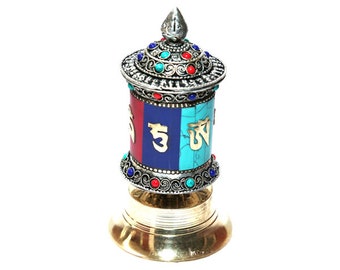 Mantra Carved Table Prayer Wheel