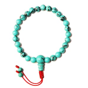 7.5 MM Reconstituted Sky Blue Turquoise Wrist Mala, 27 Beads, 21 Beads,Adjustable Knot