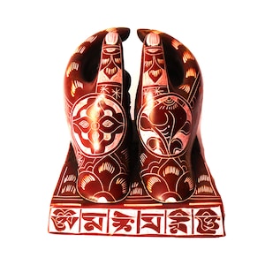 Handgesneden Tibetaanse mantra-harskaarthouder, boeddhistische mantra gesneden 'Om mani Padme Hum', paar handkaartenhouder, gemaakt in Nepal