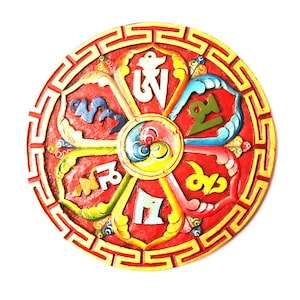 Buddhist Mantra "Om Mani Pädme Hum", Hand Carved In Wood ,Om Mantra, Wooden Mantra, Mantra Art And Panting , Meditation Art,  Wall Hanging