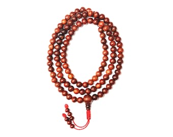 Beste kwaliteit, rode mala sandelhout, 7 MM, 8 MM, 10 MM, 12 MM, 108 kralen, Tibetaans boeddhistische mala, sandaal mala, mala rozenhout, verstelbare knoop;