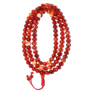 Best Quality, Tibetan Red Agate Buddhist Mala, 108 Beads, 8 MM