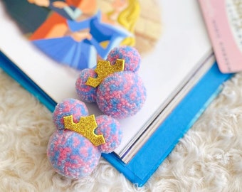 Princess Aurora Inspired Pom Pom Dangle Earrings