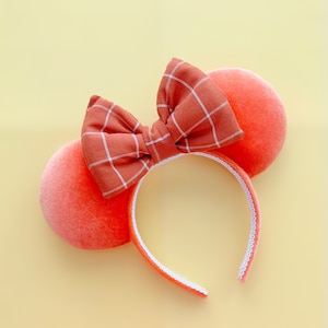 Fall Orange Plaid Mouse Ears