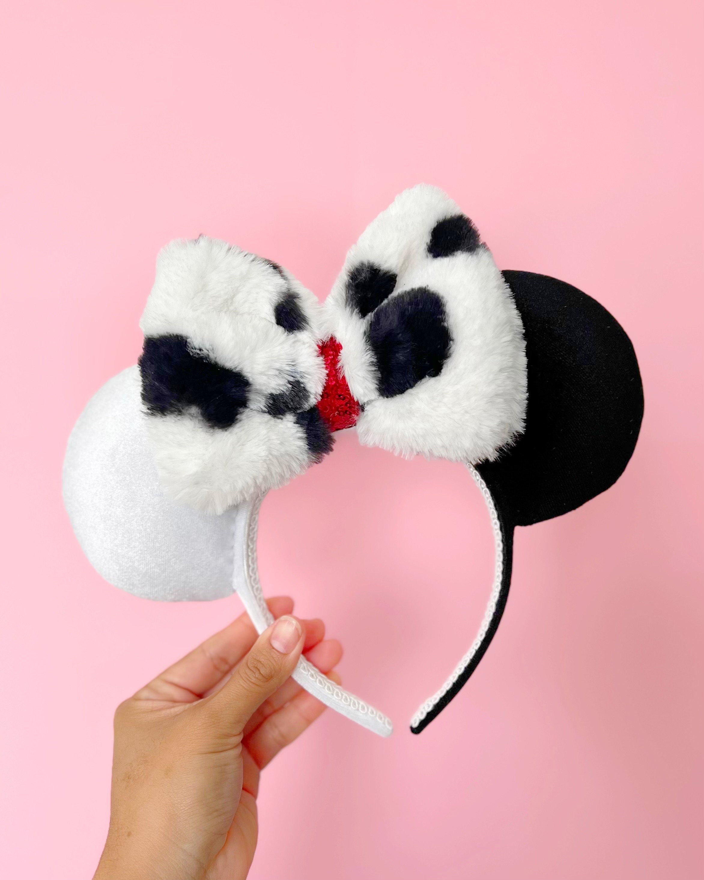 Cruella Faux Fur Bow Inspired Mouse Ears