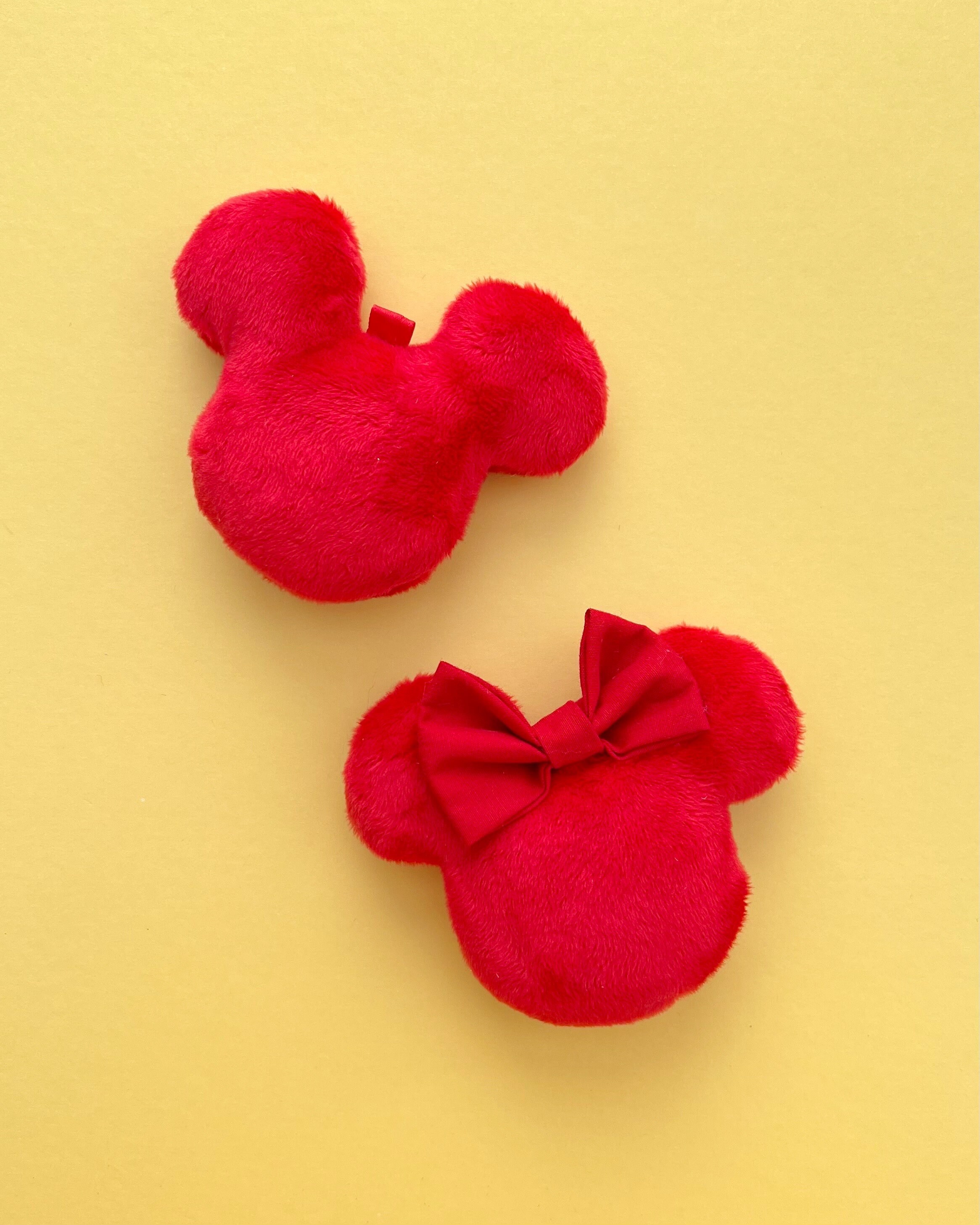 Minnie and Mickey Plush Keychain- Red