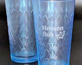 Colored ribbed apple wine glasses in neon frozen-blue