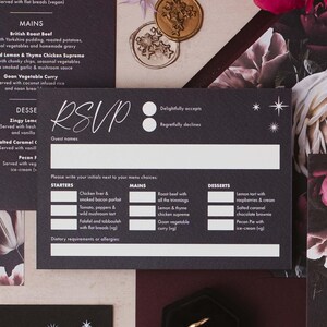 Dusk Gothic Black Wedding Invitation Sample - Dark Floral Wedding Stationery, Romantic Gothic Wedding Invite, Alternative Wedding Day image 3