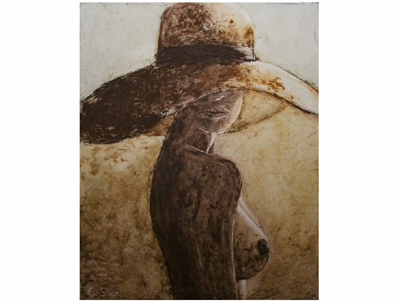 Femme Avec Chapeau Nue Peinture Moderne Contemporain Nu Etsy