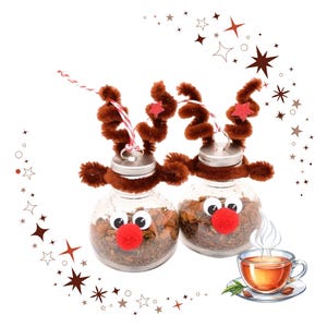 Rentierkugeln im Set gefüllt mit Bio-Weihnachtstee oder Orangen-Tee – Geschenkidee Weihnachten