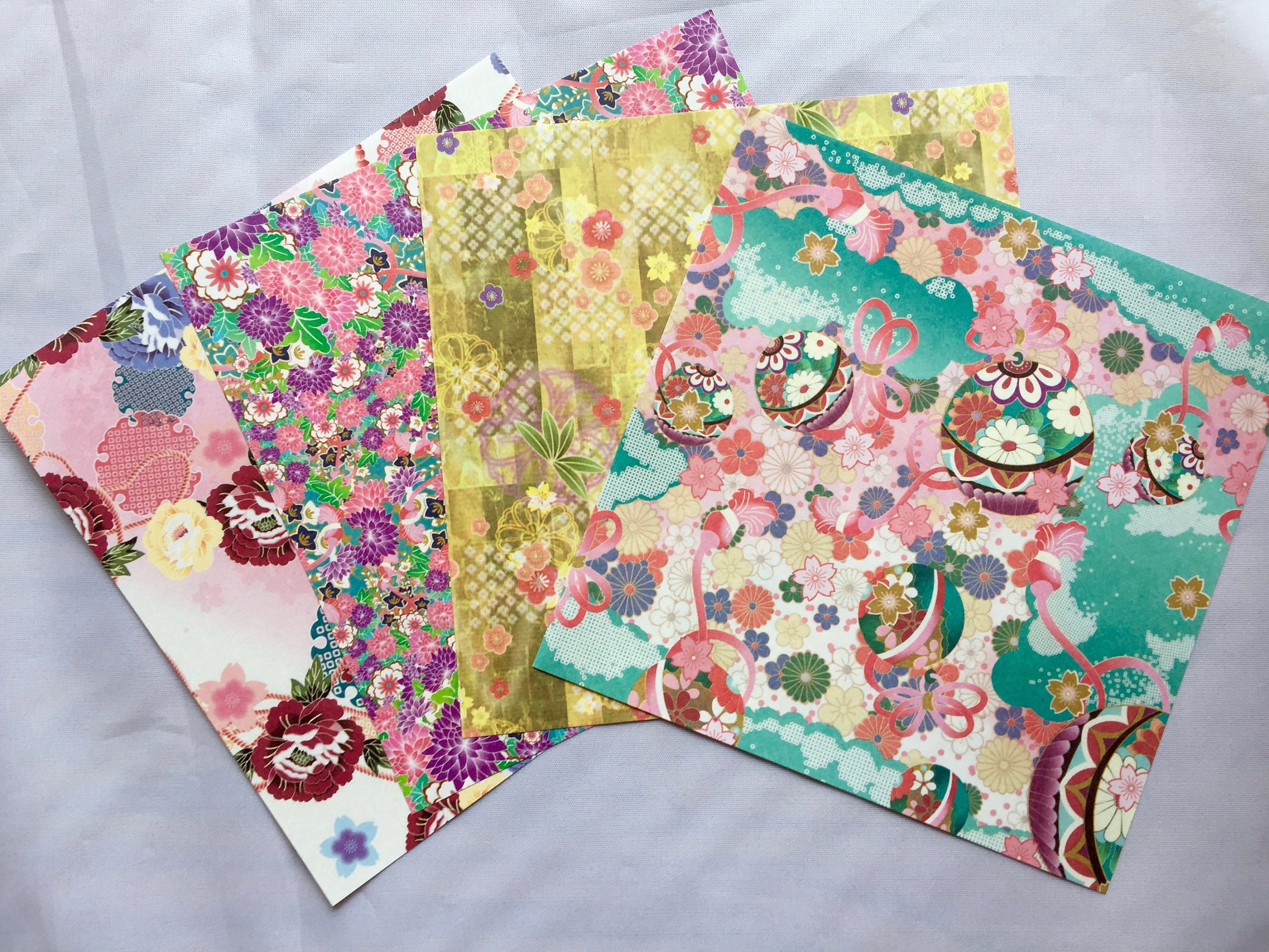 Japanese origami paper design craft paper teal purple yellow etsy