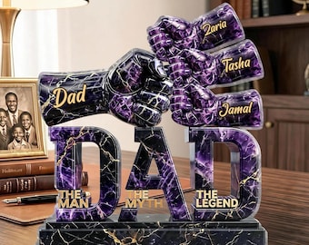 Custom Dad Kids Hands Acrylic 2D Flat Plaque, Personalized Family Names Infinity Sign, Fathers Day Keepsake Gift
