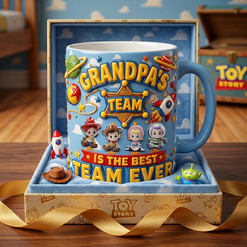 Personalized Dad Toy Story 2D Flat Coffee mug, Daddy's Team Ever, Gift For Dad mug, Cool Dad, Fathers Day Gift, Disneyland Best Dad Ever bild 3