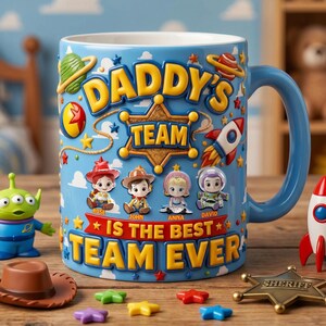 Personalized Dad Toy Story 2D Flat Coffee mug, Daddy's Team Ever, Gift For Dad mug, Cool Dad, Fathers Day Gift, Disneyland Best Dad Ever bild 1