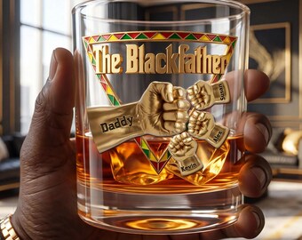 The Blackfather Whiskey Glass Mug Personalized Daddy Juneteenth 3D Effect Mug, Black History Month,Black Pride Mug, African American Freedom