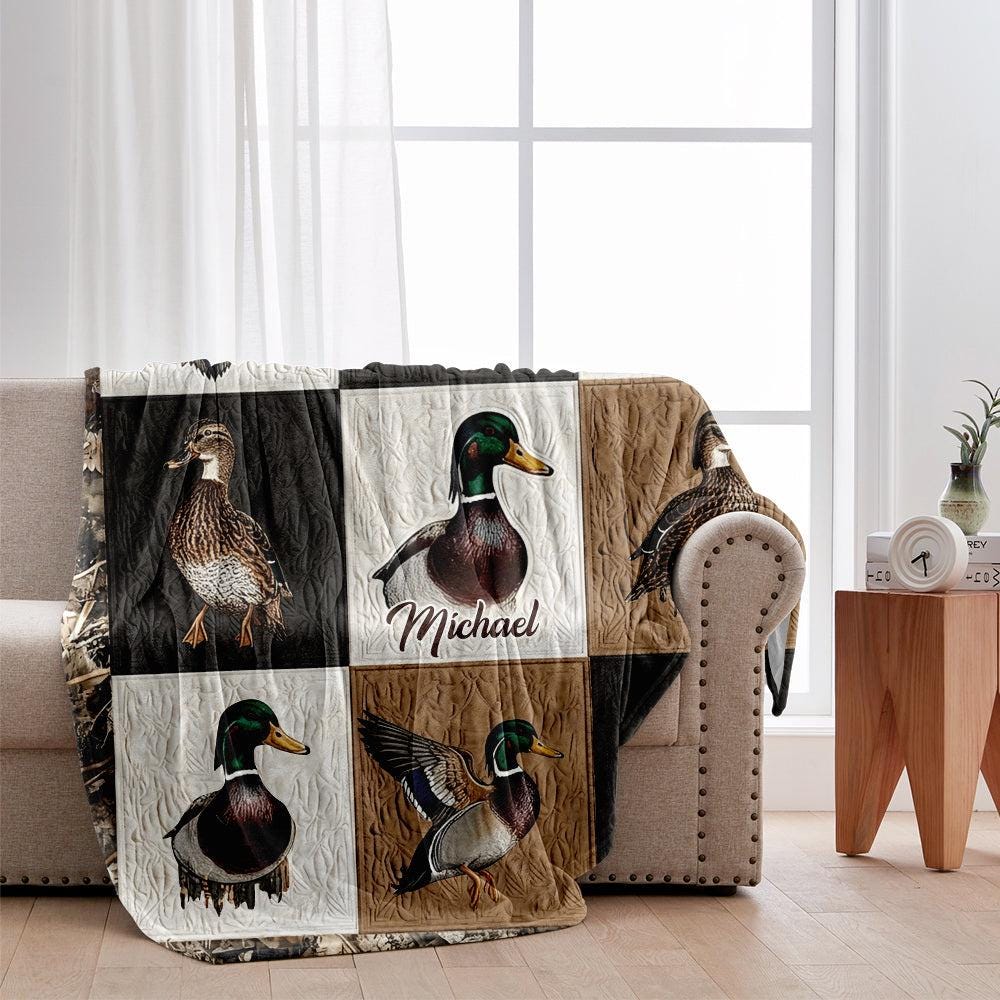 Personalized Mallard Duck Quilt Blanket, Hunting Duck Throw, Wildlife ...