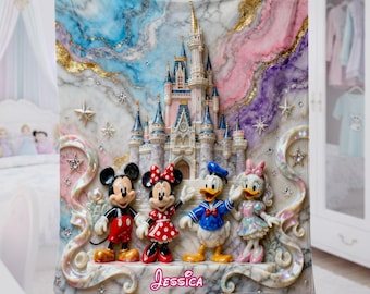 Personalized Disney Castle 3D Effect Blanket, WDW Disneyland Castle Mickey and Friends Baby Blanket, Disney Movies Gift, Toy Story Blanket