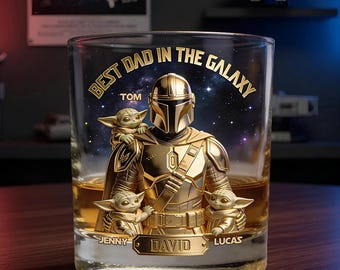 Personalized Best Dad In The Galaxy Whiskey 2D Mug for Dad - Star Wars Gift Idea for Dad, The Dadalorian Mug, Father's Day mug