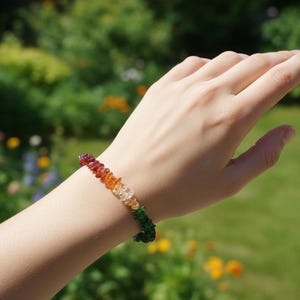 Handmade 925 Sterling Silver Chakra Bracelet: Multi Rough Gemstone Jewelry