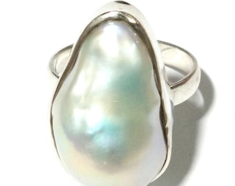 Handmade Baroque Pearl Ring: 925 Sterling Silver Jewelry for Gift's Girls & Women