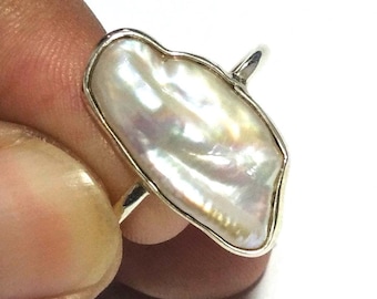 Natural Baroque Pearl Statement Ring: 925 Sterling Silver Handmade Ring