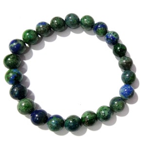 Natural Azurite Malachite Gemstone Bracelet,Friendship Bracelet,Healing Crystal Beaded Bracelet Men & Women Round Bracelet Size 8x8 mm Stone