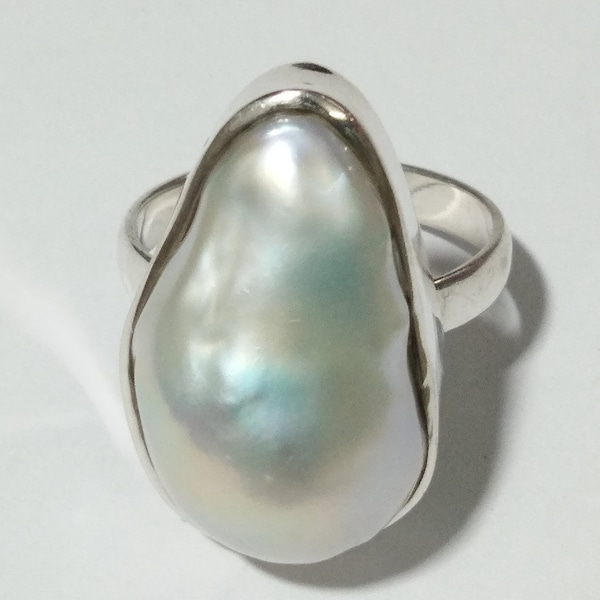 Natural Fresh Water Baroque Pearl Ring's With 925 Sterling Silver.Good Quality Baroque Pearl Ring Girls & Women Ring's.Gift Christmas Ring