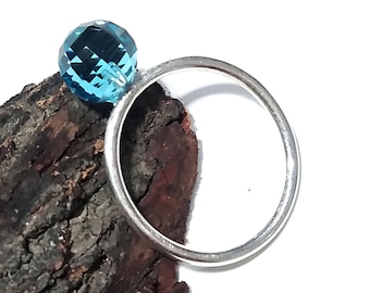 Natural Blue Topaz Ring, Solid 925 Sterling Silver Ring: Handmade Gemstone Jewelry