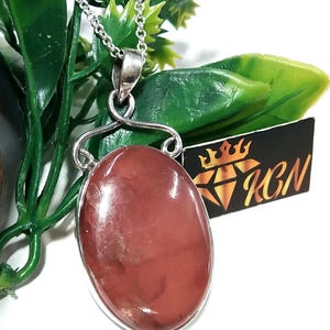 Ciondolo in rodocrosite fatto a mano: collana in argento sterling 925