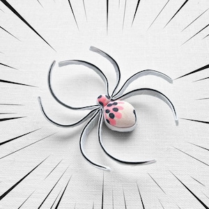 Handmade Spider Brooch or Magnet – Creepy Cute Bug Pin – Funny Halloween Insect Gift – Arachnid Jewellery – Weird Bug Decor – Goth Style