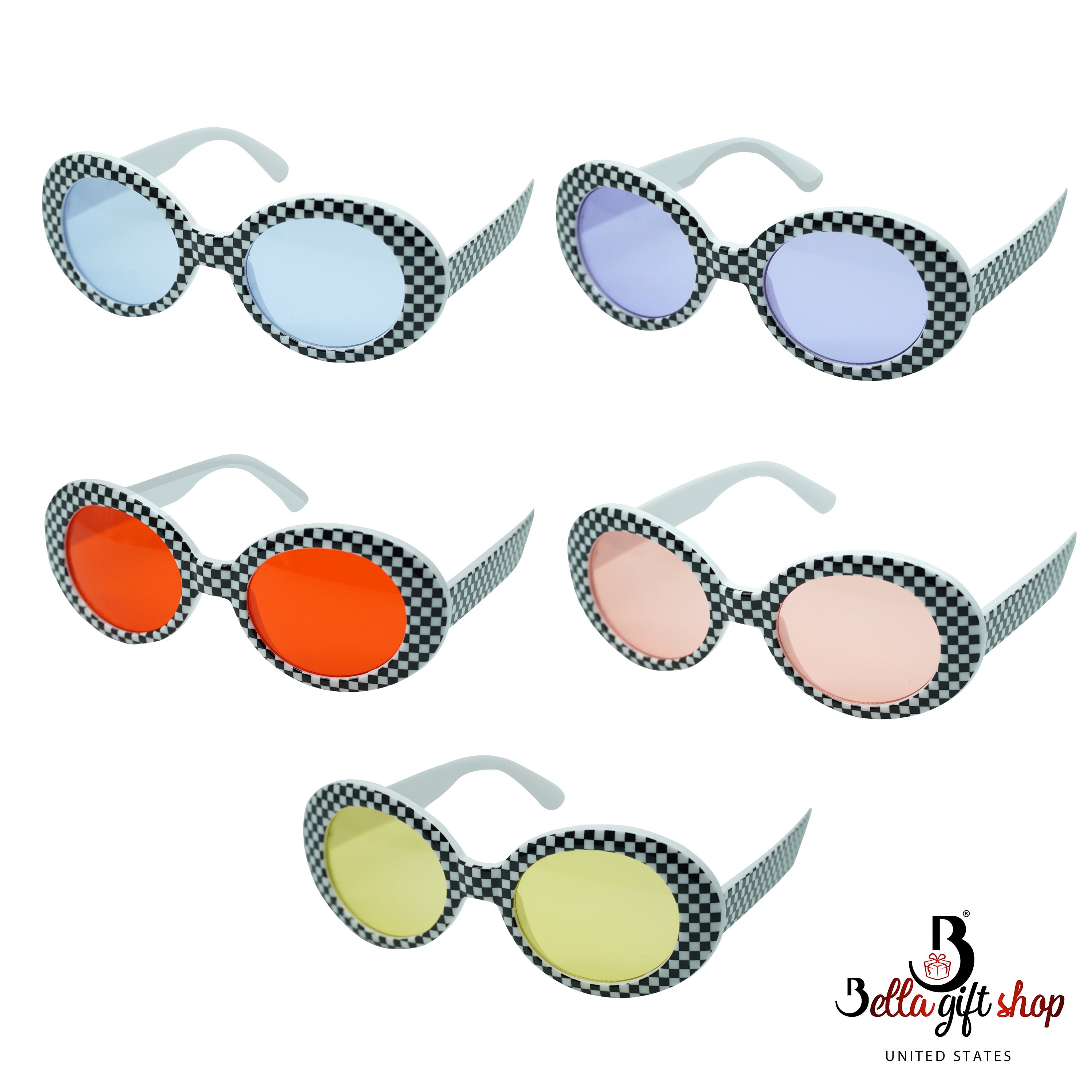 Checkered Clout Sunglasses by Bellagiftshopus Etsy