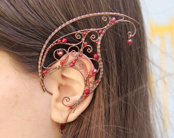 only one left elven ear , Earrings, ear cuffs, ear jewelry, cuffs. Copper ear cuffs. Ears. Ear cuffs, wedding ear cuffs, elven ear cuffs