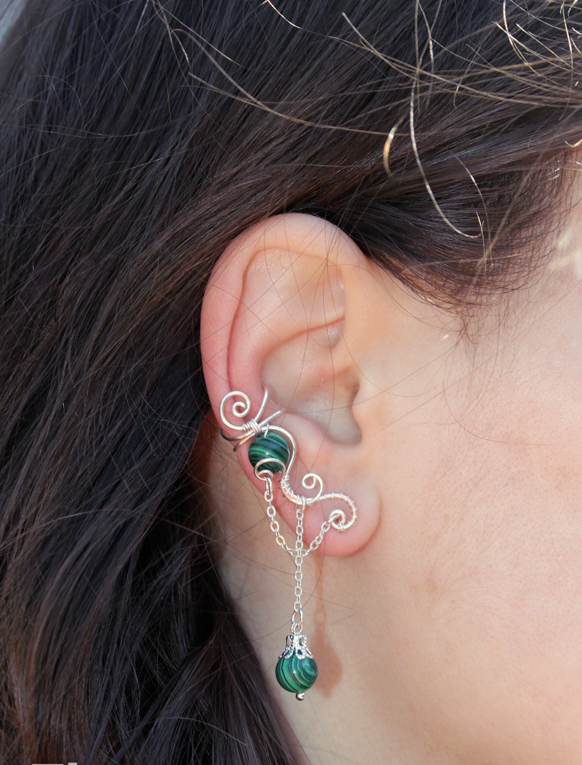 Ear Cuff Piercing Cartilage Chain Earrings Cartilage Earring Etsy