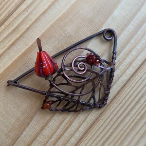Elven brooch,Shawl Pin,Scarf Pin,Sweater Brooch, Knitting AccessoriesShawl Pin Copper Wire Wrapped cooper Brooch Scarf or Hand Forged Fibula