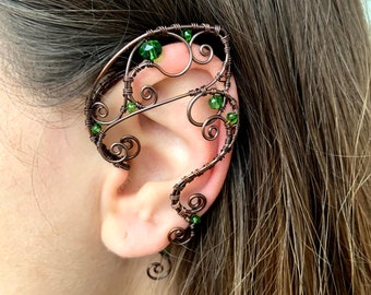 only one left elven ear Earrings, ear cuffs, ear jewelry, cuffs. Copper ear cuffs. Ears. Ear cuffs, wedding ear cuffs, elven ear cuffs,