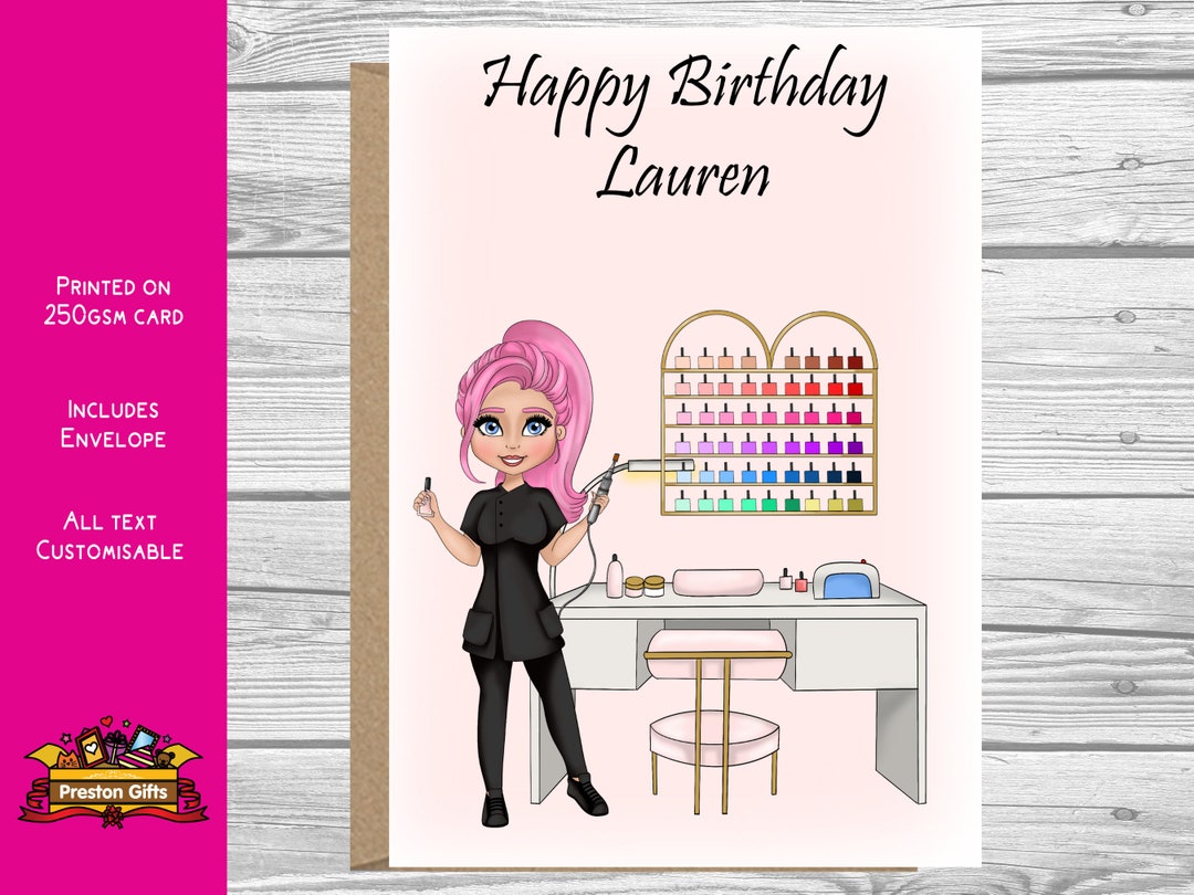 Nail Technician Birthday Card for Friend Custom Beautician Etsy UK