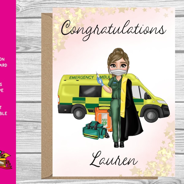 Personalised Paramedic Graduation Card for Her, Congratulations on Qualifying Card, Qualified Paramedic Card, Female Paramedic, Grad Card