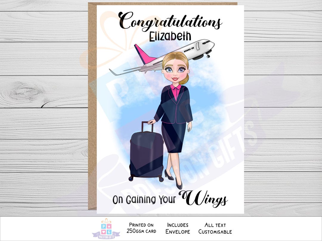 Flight Attendant Congratulations Card, Gaining Wings Gift, Wizz Air ...