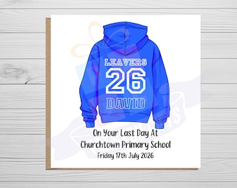 Personalised Class of 2026 Card for Son, School Leavers 2026 Card, P7 Year 6 Leaver Card for Daughter, Last Day of Primary School Card