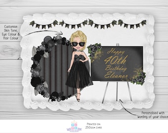 Personalised Funeral for Youth Edible Cake Topper, RIP 30's, RIP 20's, Black & Gold Cake Topper for Her, 30th Birthday, 40th Birthday