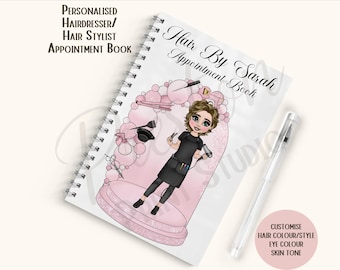 Agenda de citas para peluquería, libro de citas personalizado tamaño A5 para salón de belleza, libro de pedidos personalizado para estilistas, papelería para pequeñas empresas.