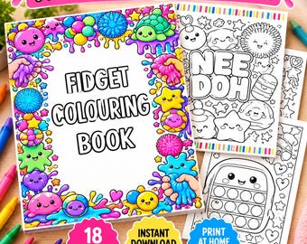 Fidget Colouring Book Printable, Kids Colouring Pages, Fidget Toy Activity Book, Calming Colouring PDF, Instant Download